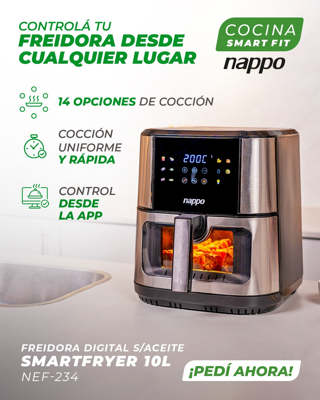FREIDORA SIN ACEITE NAPPO DIGITAL 10L