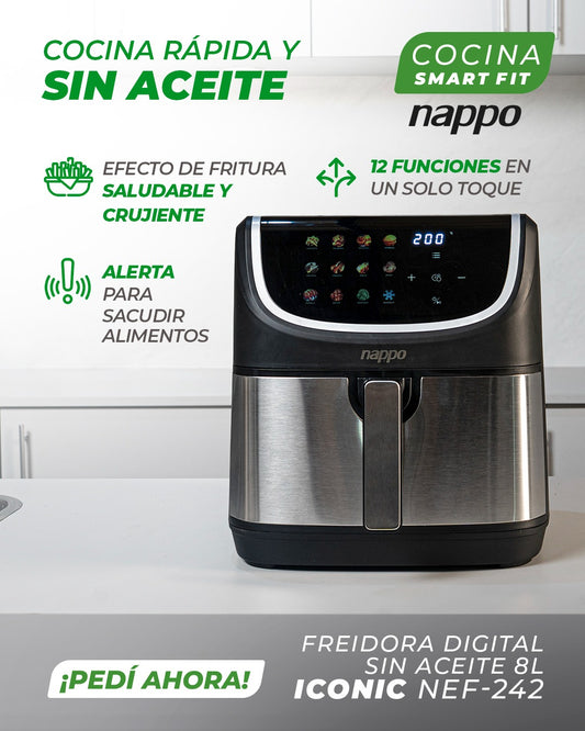 FREIDORA SIN ACEITE NAPPO DIGITAL 8L NEGRA