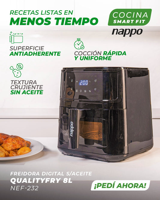 FREIDORA DIGITAL NAPPO SIN ACEITE QUALITYFRY 8L